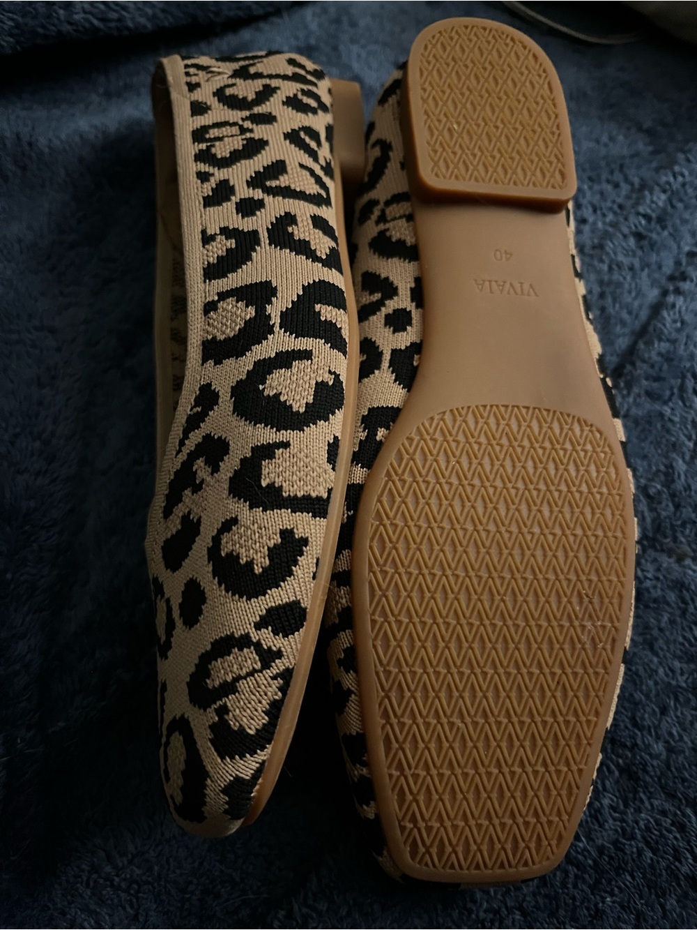 VIVAIA Margot Leopard Knit Ballet Flats - Beige/Black 40 - Picture 4 of 5